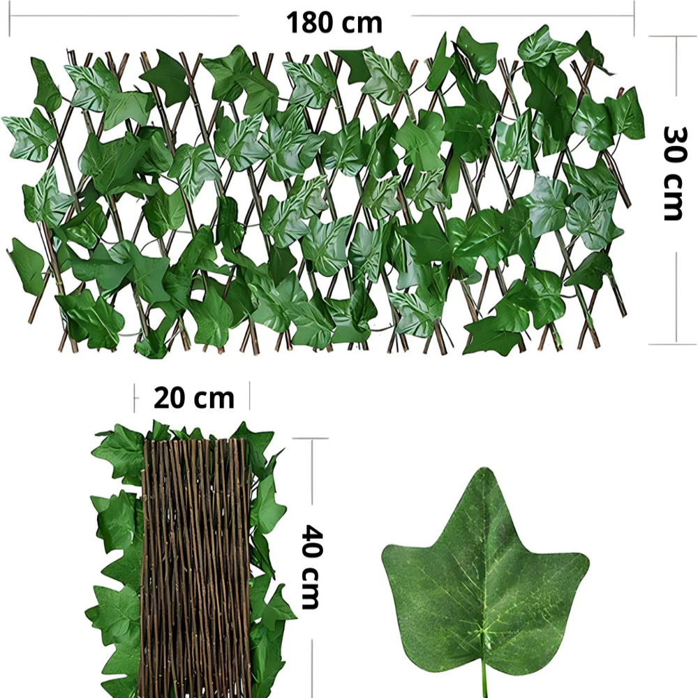 Proširiva dekorativna baštenska ograda od lišća - za terasu i vrt (SET OD 2 KOMADA)