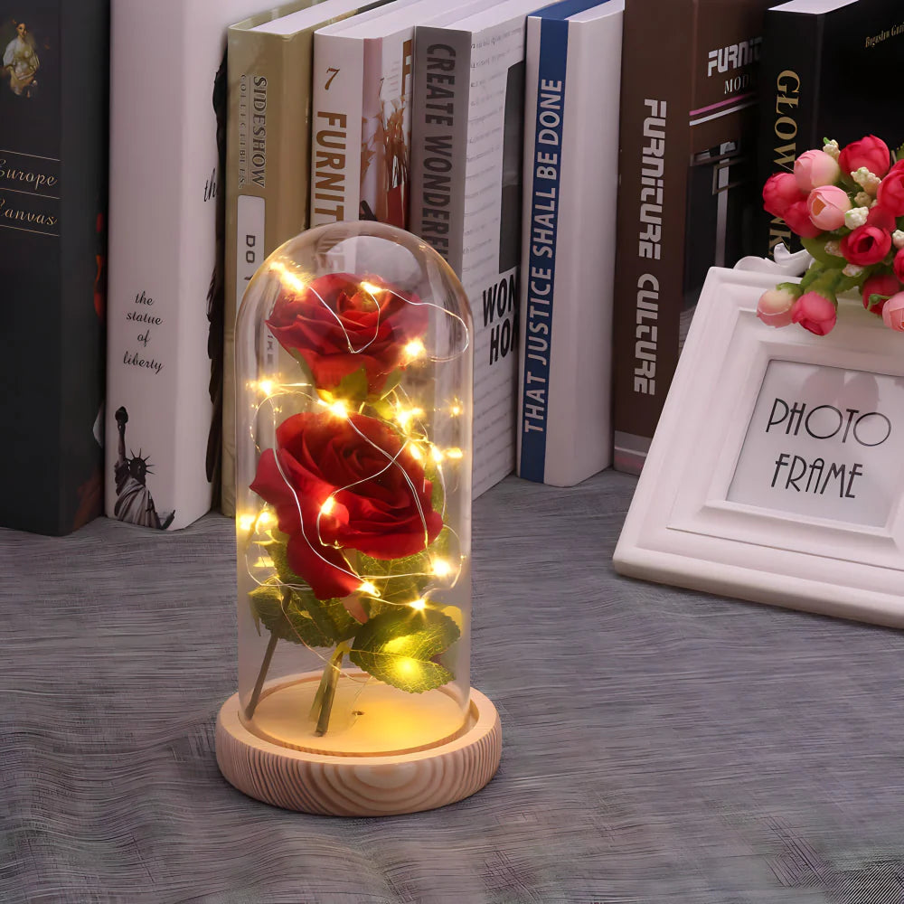 Vjecna svjetleca ruza u staklenom zvonu - MNE Shop ME