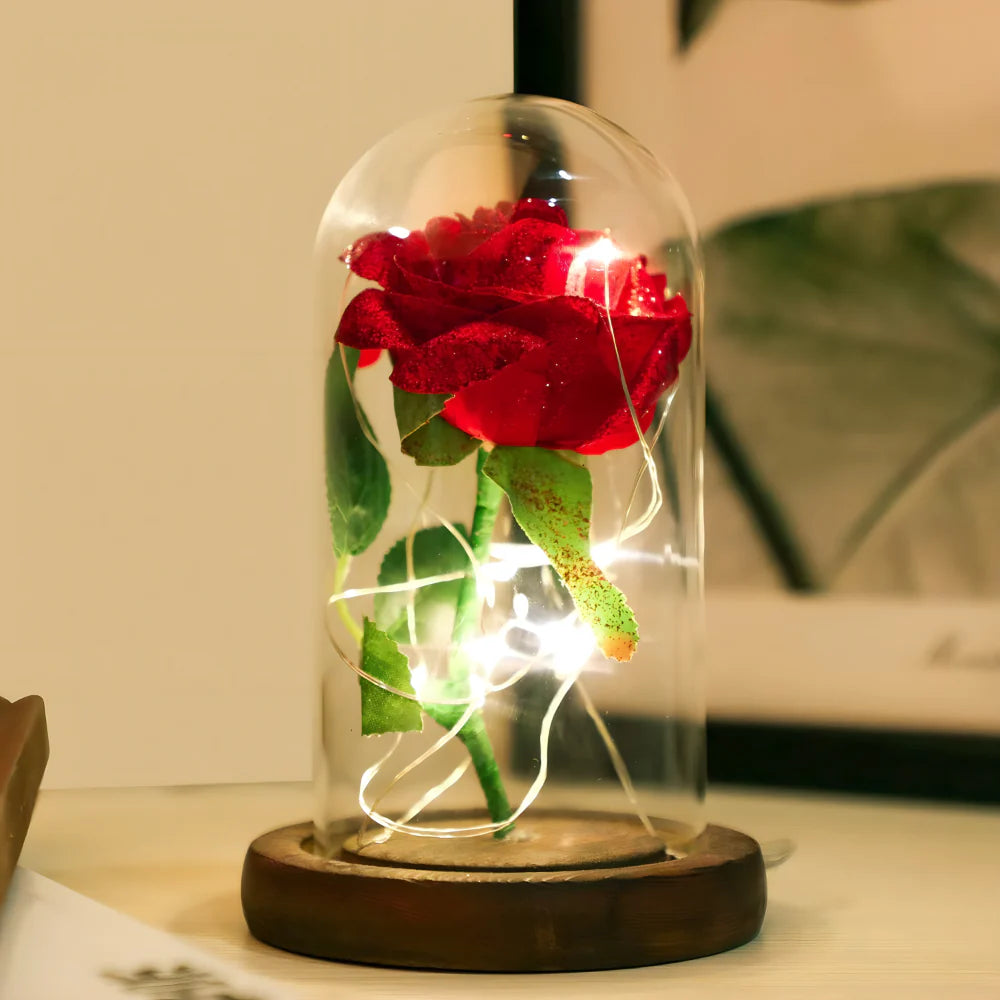 Vjecna svjetleca ruza u staklenom zvonu - MNE Shop ME