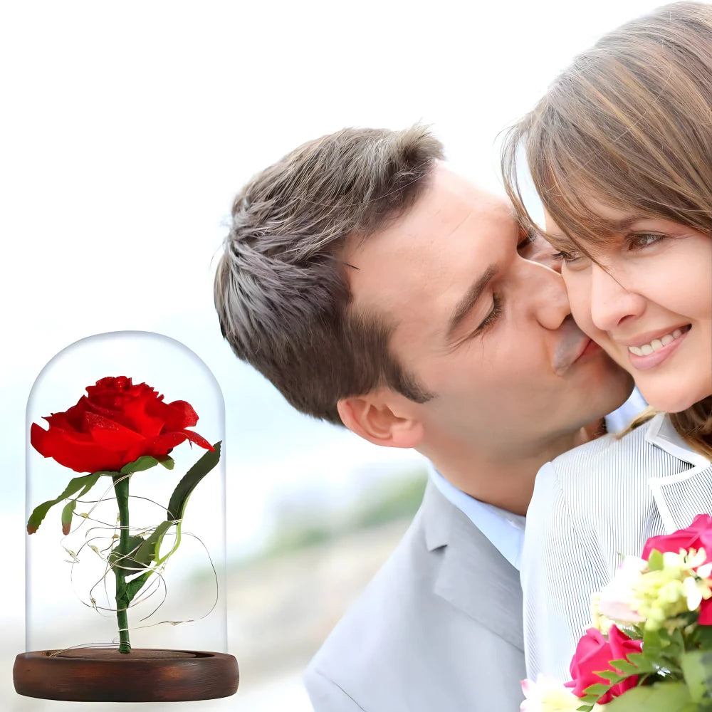 Vjecna svjetleca ruza u staklenom zvonu - MNE Shop ME