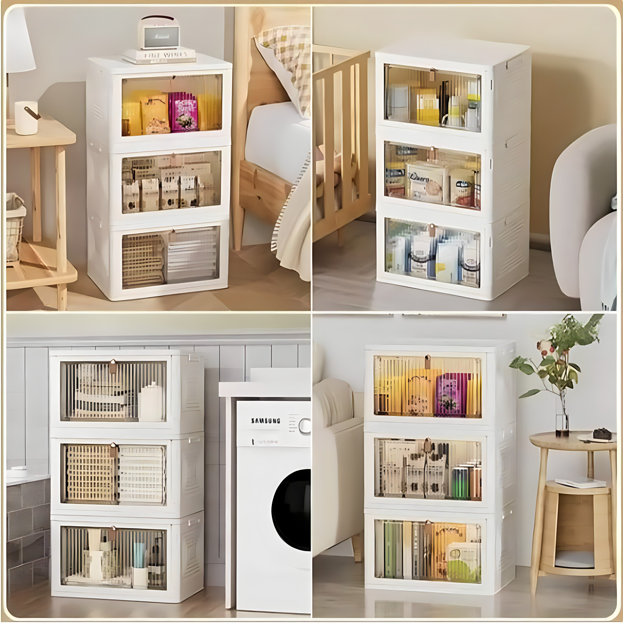 Sklopiva kutija za odlaganje sa poklopcem - za organizaciju obuće, igračaka i sličnog (SET OD 2 KOMADA)