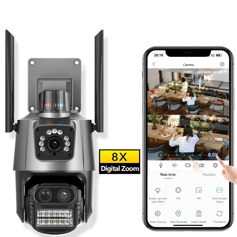 IP kamera PTZ kamera sa 2 sociva i sirenom 4K 8x zoom - MNE Shop ME