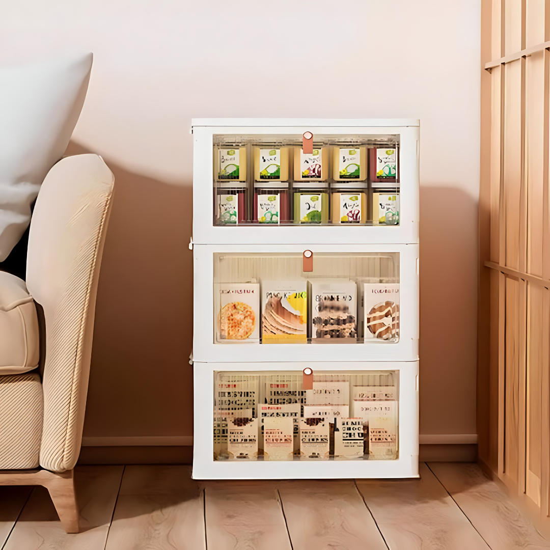 Sklopiva kutija za odlaganje sa poklopcem - za organizaciju obuće, igračaka i sličnog (SET OD 2 KOMADA)