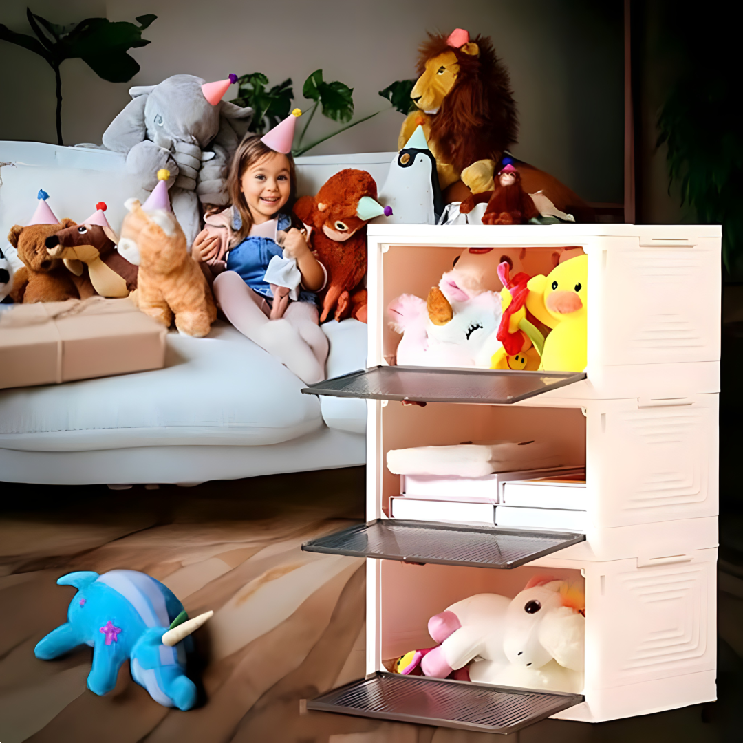 Sklopiva kutija za odlaganje sa poklopcem - za organizaciju obuće, igračaka i sličnog (SET OD 2 KOMADA)