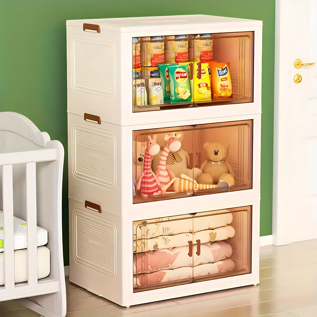 Sklopiva kutija za odlaganje sa poklopcem - za organizaciju obuće, igračaka i sličnog (SET OD 2 KOMADA)