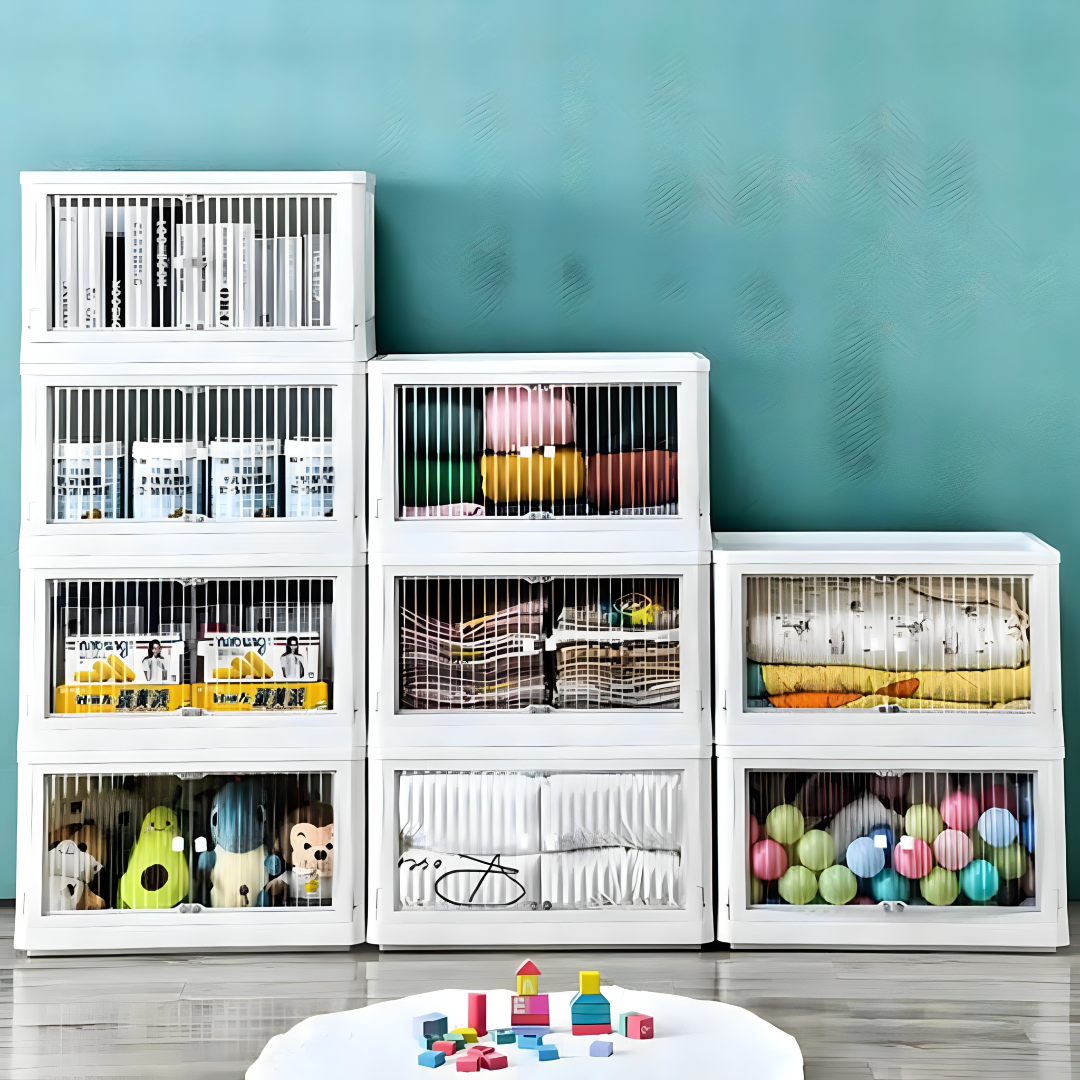 Sklopiva kutija za odlaganje sa poklopcem - za organizaciju obuće, igračaka i sličnog (SET OD 2 KOMADA)