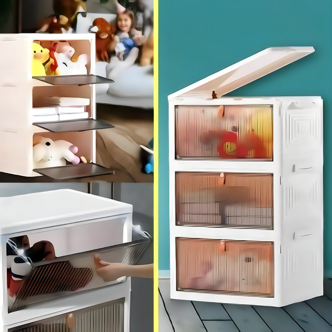 Sklopiva kutija za odlaganje sa poklopcem - za organizaciju obuće, igračaka i sličnog (SET OD 2 KOMADA)